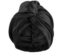 Bonnet de Nuit en Soie pour Femmes Bonnet de Cheveux en Satin Noir doux et Respirant Anti-emmêlement soins Capillaires Bande Elastique Réglable Chapeau Cosmétique en Soie