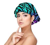 Bonnet de nuit pour femme avec imprimé zèbre violet et vert camouflage pour protéger les cheveux, bonnet de nuit confortable pour cheveux bouclés et longs, noir, taille unique