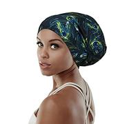 Bonnet de nuit pour femme, doublure en soie satinée, pour tresses, en viscose de bambou doux, bleu camouflage