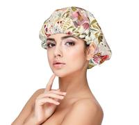 Bonnet de nuit rustique en satin pour adulte avec imprimé floral rose, maintient la coiffure et assure un sommeil confortable, 33 cm, noir, taille unique
