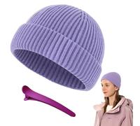 Bonnet de Pêcheur en Laine pour l'hiver, Bonnet Tricoté Chaud pour Homme et Femme, Unisex Trawler Winter Hat, Bord Roulé Travailleur Casquette d'hiver Street Décontracté Brimless Chapeau,Violet