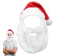 Bonnet de Père Noël - 28 x 65 cm Ensemble perruque et barbe de Noël pour adulte | Barbe blanche respirante et confortable | Accessoires de déguisement de fête | Pour les vacances d'hiver
