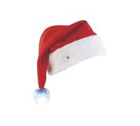 Bonnet de Père Noël à LED avec pompon lumineux couleur Rouge