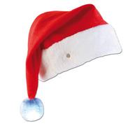 Bonnet de Père Noël à LED avec pompon lumineux couleur Rouge