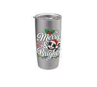 Bonnet de Père Noël avec inscription « Merry Bright Christmas Zoo » Gobelet isotherme en acier inoxydable double paroi