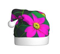 Bonnet de Père Noël avec motif de feuilles violettes et rouges - Bonnet de Noël tricoté pour adulte - Pour homme et femme