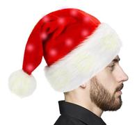 Bonnet de Père Noël éclairé : bonnet lumineux en peluche de Noël, bonnet classique de cosplay de Noël, bonnet de fête de Noël pour adultes et enfants