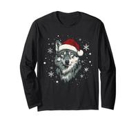Bonnet de Père Noël Loup Amusant et Mignon pour Les Amoureux des Animaux de Noël Manche Longue