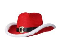 Bonnet de Père Noël pour adultes - Plume de Noël avec lumières LED - Chapeau de cowboy rouge - Chapeau de cowboy western - Chapeau de Noël avec lumières - Chaussettes de cowboy, rouge, taille unique