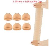 Bonnet de Perruque 1 bandeau en silicone et 6 bonnets de perruque, anti-transpiration, sans coutures, antidérapant, extensible, avec bonnet for le sport yoga (couleur claire) de plein air