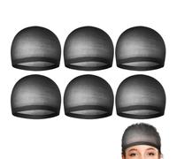Bonnet de perruque - 14 x 9 x 1 cm Filet à cheveux en nylon, bonnet de perruque pour cheveux | Lot de 6 bonnets en filet respirant noir antidérapant pour homme et femme, acteur, fête, Noël, Halloween