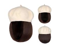 Bonnet de perruque Bob Hat perruque 9,5 pouces droite courte synthétique Bobo perruques chapeau avec des cheveux naturels Chapeau de perruque(14)