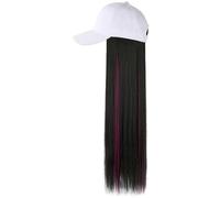 Bonnet de perruque Bonnet de perruque couleur mise en évidence, longue et lisse, réglable, à la mode, perruque naturelle et réaliste avec chapeau Chapeau de perruque(A)