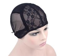 Bonnet de perruque Bonnet de perruque Double dentelle 3 pièces, for faire du tissage, avec sangle réglable à l'arrière, filet for cheveux extensible
