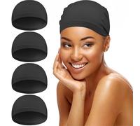 Bonnet De Perruque Bonnet en for perruques, bonnet extensible avec large bande élastique (bonnet noir) Pour Femmes Et Hommes(2pc-black cap)