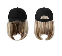 Bonnet de perruque Casquette de Baseball Perruque Chapeau Synthétique avec Cheveux Perruque Naturellement Casquette avec Perruque Chapeau Perruques Bobo Réglable Femmes Chapeau de perruque(16)