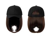 Bonnet de perruque Casquette de Baseball Perruque Chapeau Synthétique avec Cheveux Perruque Naturellement Casquette avec Perruque Chapeau Perruques Bobo Réglable Femmes Chapeau de perruque(1)