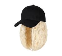 Bonnet de perruque Casquette de baseball perruque courte bouclée casquette de baseball synthétique cheveux perruque naturel chapeau noir perruques naturellement synthétique réglable Chapeau de perruqu