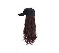 Bonnet de perruque Casquette de Baseball Perruque Réglable Synthétique Longue Perruque Ondulée Avec Cap for Les Femmes Noir/Brun Haute Température Fiber Perruques for La Fête Chapeau de perruque(2)
