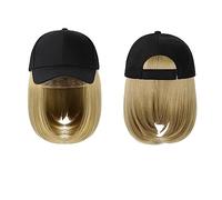 Bonnet de perruque Casquette de Baseball Perruque Synthétique Chapeau Avec Perruque De Cheveux Naturel Noir Perruques Naturellement Casquette Avec Perruque Chapeau Perruques Bobo Réglable for Les Femm