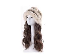 Bonnet de perruque Chapeau de perruque bouclé ondulé, chapeau de perruque de cheveux longs for femmes, chapeau tricoté en peluche, chapeau de perruque naturel et réaliste, adapté aux soirées à thème q
