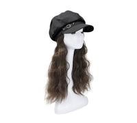 Bonnet de Perruque Chapeau de perruque marron et noir, perruque de chapeau for femme, chapeau de perruque naturel et réaliste, adapté à une utilisation quotidienne en fête Chapeau de Perruque(04)