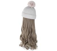 Bonnet de perruque Chapeau perruque cheveux longs bouclés amovible mode bonnet naturel réaliste perruque casquette amovible Extensions de cheveux perruque Chapeau de perruque(D)