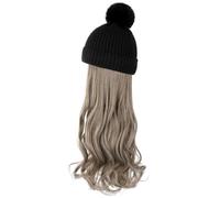 Bonnet De Perruque Chapeau perruque Extensions de cheveux amovibles perruque cheveux longs bouclés amovible mode bonnet naturel réaliste perruque casquette Bonnets De Perruque Pour Femmes(C)