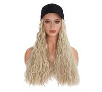 Bonnet de perruque Chapeau perruque femmes gros cheveux bouclés ondulés moelleux casquette de perruque de baseball naturel respirant mode perruque casquette Chapeau de perruque(03)