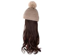 Bonnet de perruque Chapeau perruque naturel réaliste perruque casquette amovible Extensions de cheveux perruque cheveux longs bouclés amovible mode bonnet chapeau Chapeau de perruque(D)