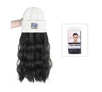 Bonnet de perruque Chapeau tricoté blanc avec perruques de cheveux for les femmes synthétiques longs cheveux bouclés bonnet naturel noir brun extension de cheveux faux cheveux Chapeau de perruque(B)