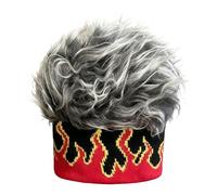 Bonnet de Perruque Drôles en Tricot pour Homme Femme Bandeau avec Faux Cheuveux Punk Hip-Pop Élastique Bandeau de Perruque de Cheveux Courts 52-55 CM