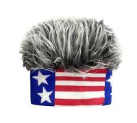 Bonnet de Perruque Drôles en Tricot pour Homme Femme Bandeau avec Faux Cheuveux Punk Hip-Pop Élastique Bandeau de Perruque de Cheveux Courts 52-55 CM