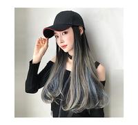 Bonnet de perruque Longue casquette de baseball cheveux perruque couche naturelle bleu perruques connecter chapeau synthétique perruque réglable for les femmes Chapeau de perruque