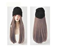 Bonnet de perruque Longue ligne droite chapeau perruque perruques de cheveux synthétiques noir brun rose 24 pouces naturel réglable chapeau perruque for fille fête Chapeau de perruque(1)