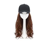 Bonnet de perruque Longue Ondulé Synthétique Casquette De Baseball Cheveux Perruque Synthétique Chapeau Perruque Réglable for Fille Naturel Noir Brun Couleur Cap Cheveux Extensions Chapeau de perruque