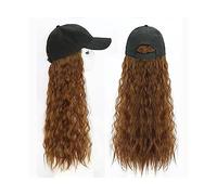 Bonnet de perruque Longue perruque frisée avec casquette de baseball for femmes cheveux synthétiques avec capuchon chapeau ajustable en une seule pièce avec perruque de cheveux Chapeau de perruque(D)