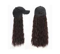 Bonnet de perruque Longue perruque frisée avec casquette de baseball for femmes cheveux synthétiques avec capuchon chapeau ajustable en une seule pièce avec perruque de cheveux Chapeau de perruque(B)