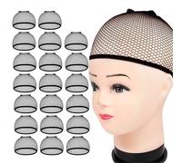 Bonnet De Perruque Lot de 3/5/8/10/20 filets à cheveux élastiques et extensibles for perruques noires, bonnets cosplay tendance Pour Femmes Et Hommes(20pcs-black cap)
