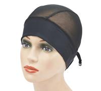 Bonnet De Perruque Noir Avec Bande De Sauna Réglable,Bonnet En Maille Avec Bretelles Réglables Au Dos Pour Perruques Exécutives,1 Pc