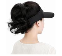 Bonnet de perruque Perruque chapeau visière chapeau avec queue de cheval for femmes chapeau réglable avec perruque synthétique longue queue de cheval ondulée Chapeau de perruque(B)