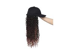 Bonnet de perruque Perruque de baseball avec extension de cheveux tressée Capuchon réglable synthétique avec cheveux bouclés Chapeau de perruque(Chocolate)