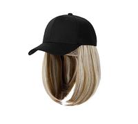 Bonnet de perruque Perruque de Baseball courte ondulée perruque Bob synthétique blanc/noir chapeau perruques casquette avec cheveux naturel connecter casquette de Baseball réglable Chapeau de perruque