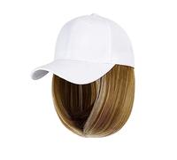 Bonnet de perruque Perruque de Baseball courte ondulée perruque Bob synthétique blanc/noir chapeau perruques casquette avec cheveux naturel connecter casquette de Baseball réglable Chapeau de perruque