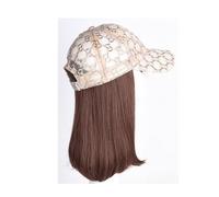 Bonnet de perruque Perruque de chapeau for femmes, casquette de Baseball à la mode, chapeau de perruque marron et noir, adapté aux soirées à thème quotidiennes et aux loisirs de plein air Chapeau de p