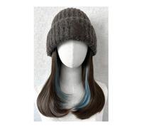Bonnet de Perruque Perruque de chapeau for femmes, chapeau tricoté en peluche, chapeau de perruque à cheveux longs, chapeau de perruque naturel et réaliste, adapté à un usage quotidien Chapeau de Perr