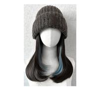 Bonnet de perruque Perruque de chapeau for femmes, chapeau tricoté en peluche, chapeau de perruque à cheveux longs, chapeau de perruque naturel et réaliste, adapté à un usage quotidien Chapeau de perr