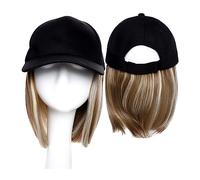 Bonnet de perruque Synthétique Naturel Cheveux Ondulés Perruques Cap Droite Baseball Perruque Bob Perruque Bouclés Réglable Chapeau Perruque Cap Avec Cheveux Chapeau de perruque(3)