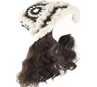 Bonnet de perruque tricoté for femme, bonnet tricoté chaud d'hiver, bonnet de perruque d'hiver for femme, bonnet long ondulé, cheveux bouclés, mode fille, bonnet de perruque de neige, chapeaux d'hiver
