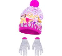 Bonnet de princesse Disney avec pompon et gants assortis pour enfants Rose 54